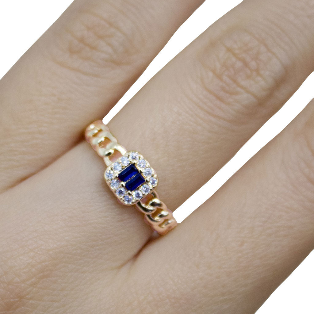 Anillo Blue Square Halo