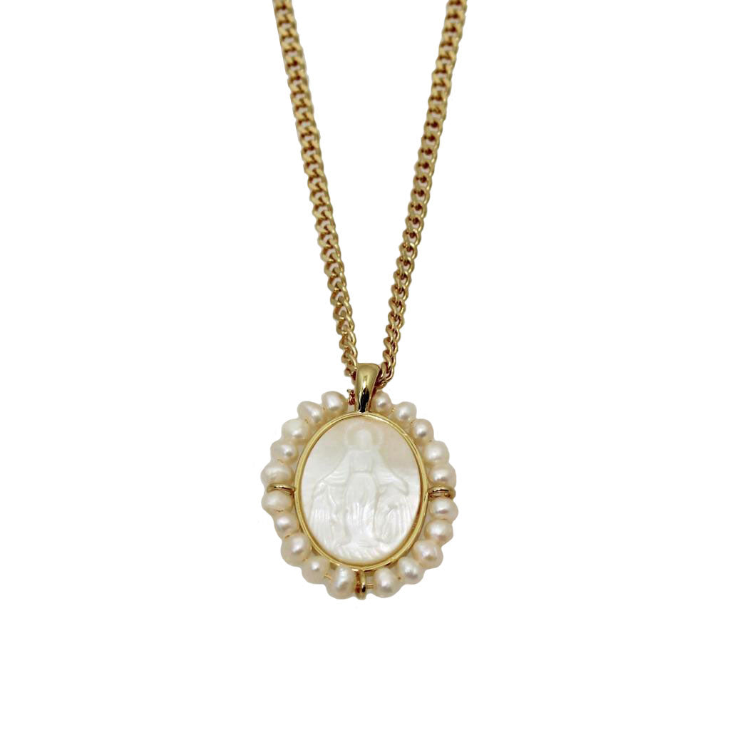 Medalla Virgen Milagrosa-Perlas
