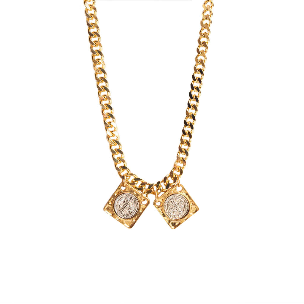 Escapulario San Benito Cadena Gruesa Dorada